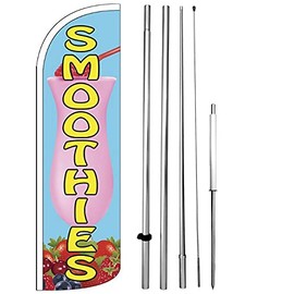 Smoothies - Windless Swooper Flag Kit 15' Tall Feather Banner Sign bq33-h
