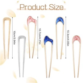 Wbgraceful 6pc Metal U Pins for Hair Bun - French Twist Hair Pin, Vintage Hair Fork Pin Women - Gold Silver Chignon Hair Pin for Thick Thin Hairstyles