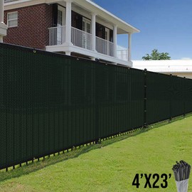 E&K Sunrise 4' x 23' Green Fence Privacy Screen, Commercial Outdoor Backyard Shade Windscreen Mesh Fabric 90% Blockage 3 Years Warranty (Customized Available) with Zipties