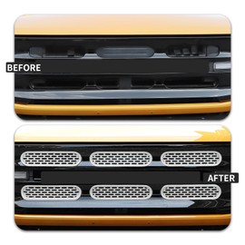 SQQP Front Grill Mesh Grille Inserts Cover Frame Trims Kit 6Pcs Fit for Ford Bronco 2021-2024 2/4 Door Exterior Accessories (White)