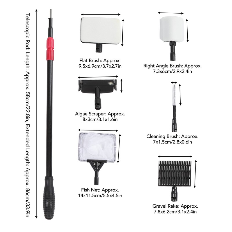 6 in 1 Aquarium Cleaning Kit Multifunction Replaceable Durable Fish