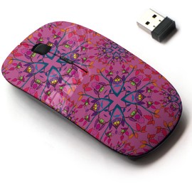 CJCBROES 2.4G Wireless Mouse with Cute Pattern Design for All Laptops and Desktops with Nano Receiver - Psychedelic 60s Hippie Floral