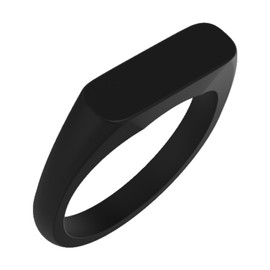 Enso Rings Bar Ring Signet Silicone Rings - Ultra Comfortable & Waterproof - .2in Wide, .089in Thick - Obsidian - Size 6