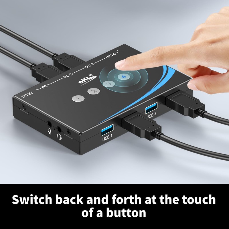eKL USB 3.0 Switch 4 Computers Share 4 USB 3.0