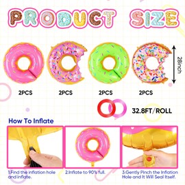 Donuts Balloons, Pack of 8 Doughnut Foil Balloons, Macaroons, Pink Dessert Balloons, Sweet Doughnut, Birthday Party Decoration for Sweet Food, Children's Birthday Decoration