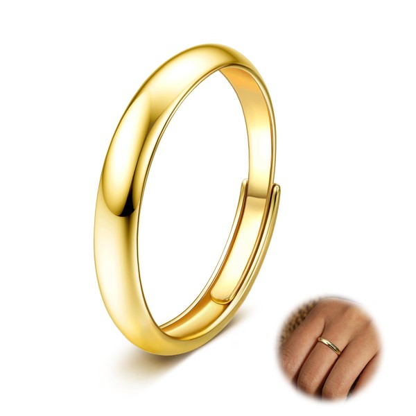 Finrezio 3mm 14K Gold Filled Rings for Women Men Adjustable
