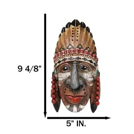 Ebros Gift Southwestern Colorful Native American Indian Chief with Headdress Wall Decor Plaque Figurine As Cultural Heritage History Sculpture