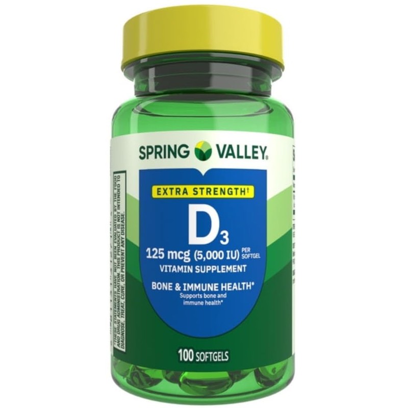 Vitamina D3 5000IU Extra Fuerte, 100 mini cápsulas Spvalley