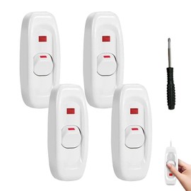 RYAN Pack of 4 Intermediate Switch 250 V 10 A Inline Switch Cord Switch Cable Switch 2-3 Core for Electric Lamps Table Lamps Small Appliances (White)