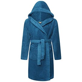 Boys Girls 100% Breathable Combed Cotton Luxurious Bath Robe Hooded Towelling Gown Soft Terry Towel Housecoat (7-8, Teal)