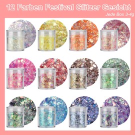 DealKits 12 Colours Festival Glitter Set for Face/Body, Carnival/Party