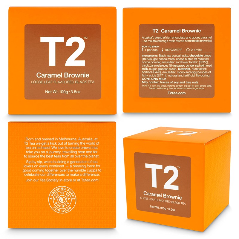 T2 Tea Caramel Brownie Loose Leaf Black Tea In Box,
