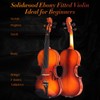 Violin For Beginners, CVN-300 Solidwood Ebony Fitted Violin with Strings,