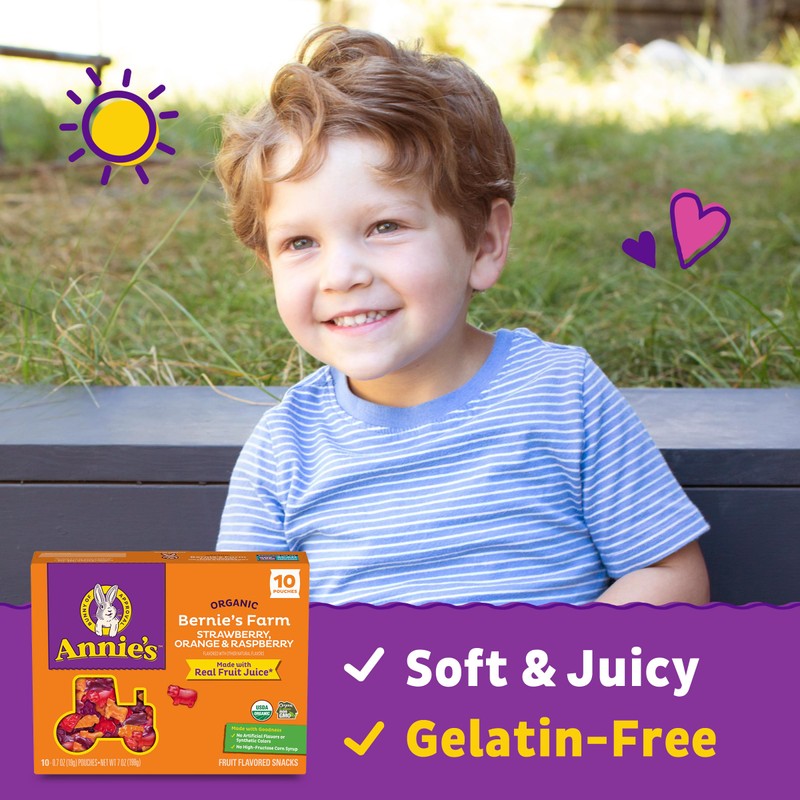 Annie's Organic Bernie's Farm Fruit Flavored Snacks, Gluten Free, 10