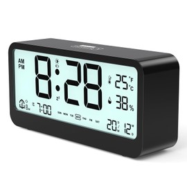 FAPPEN Digitaler Wecker, Ausgestattet mit LED-Display, einstellbar Snooze, Zwei Wecker und Wochenendmodus für Nachttisch Schlafzimmer Desktop Reisen(Schwarz)