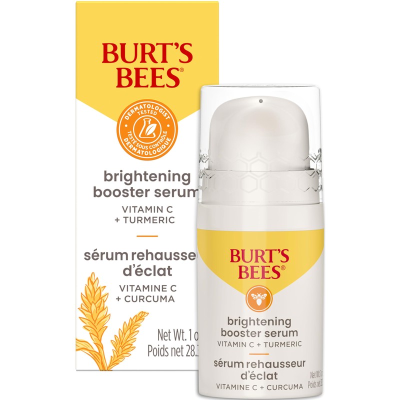 Burt's Bees Brightening Booster Serum, Vitamin C and Turmeric, 1