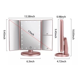 Deweisn Espejo De Tocador Tríptico Iluminado Con...