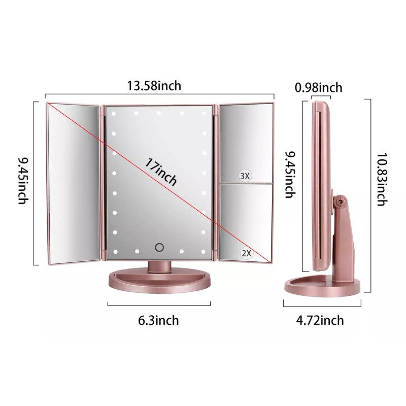Deweisn Espejo De Tocador Tríptico Iluminado Con...