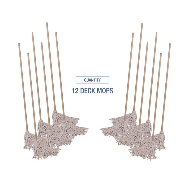 Boardwalk 120C Deck Mop, 54" Wooden Handle, 20oz Cotton Fiber