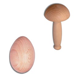 2 x Hofmeister® Set of Darning Mushroom 12 cm and Darning Egg 6 cm, for Stuffing Holes in Clothes, Protects Fingers from Sewing Needle, 100% Natural Product Made from EU Beech Wood
