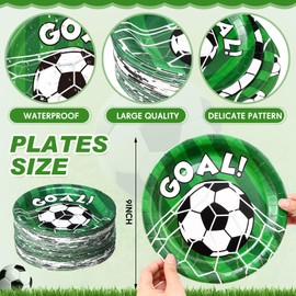 Funnymoom 60 Pcs Soccer Paper Plates 9 Inch Soccer Birthday Disposable Plates for Kids Boys Adults Game Day Birthday Party Decorations Supplies