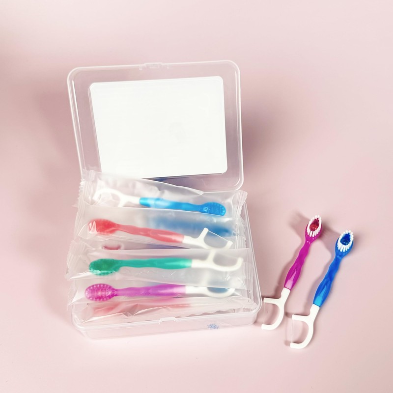 JOUGE Mini Disposable Toothbrushes with Toothpaste 5 in 1 Travel
