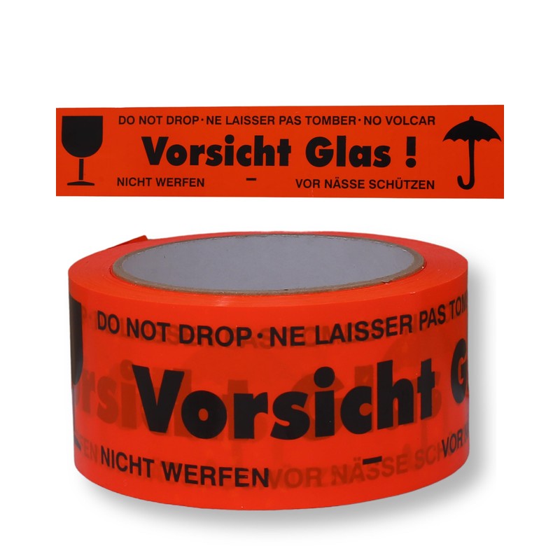 gws Caution Glass Notice Tape 6 Rolls Hallway Orange PVC