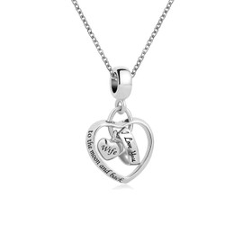 KunBead Jewelry Wifey 18 inch I Love You to the Moon and Back Heart Birthday Charm Pendant Necklace for Wife