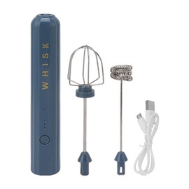 USB Household Stainless Steel Electric Mixer Handheld Small Mixer Wireless Whisk Frother Blue