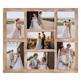 YESKAY 4x6 Picture Frame Collage for Wall Decor, Multiple Photo Collage Frames with Tempered Glass, 7-Opening for 4 x 6 Picture Frames, Rustic Brown, 1 Pack