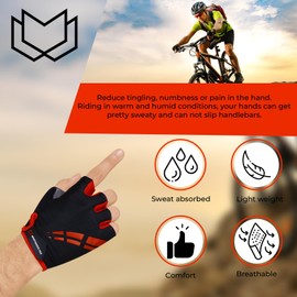 Cycling Gloves for Men Women Half Finger Gel Padded Non-Slip Mountain Bike Gloves for Men Women Breathable Shock Absorption Grippy Palm Cycling Summer Mottoms