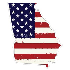 CustomDecal US Georgia State (J11) USA Flag Distressed Vinyl Decal Sticker Car/Truck Laptop