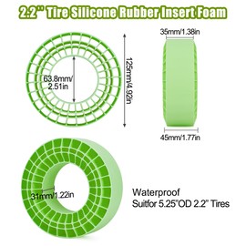 4PCS 2.2" Tires Silicone Rubber Insert Foam Waterproof 125 * 45mm for 1/10 RC Crawler Car SCX10 Capra Wraith Upgrade Parts (Green)