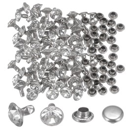 sourcing map 200pcs Crystal Rivets 8mm Rhinestone Rivets Rapid Stud Rivets for Clothing Leather Crafting Fabric Arts Crafts Decoration Leathercraft DIY Leather-Craft, White Clear