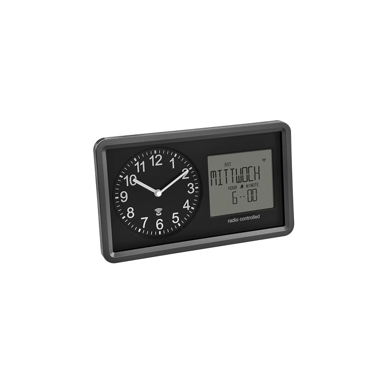 TFA Dostmann Analogue Radio-Controlled Clock with Calendar. 60.3552.01, Senior Clock,
