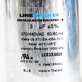 Supco Capacitor Round Run 3 uf 370/440 Voltsfor HVAC Motors Compressors LCR3X440R Linebacker