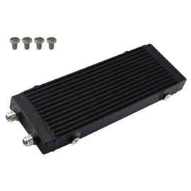 PKSABB Universal Dual Pass Bar & Plate Oil Cooler Core 14"x5.5"x1.58" Medium and Screws Black
