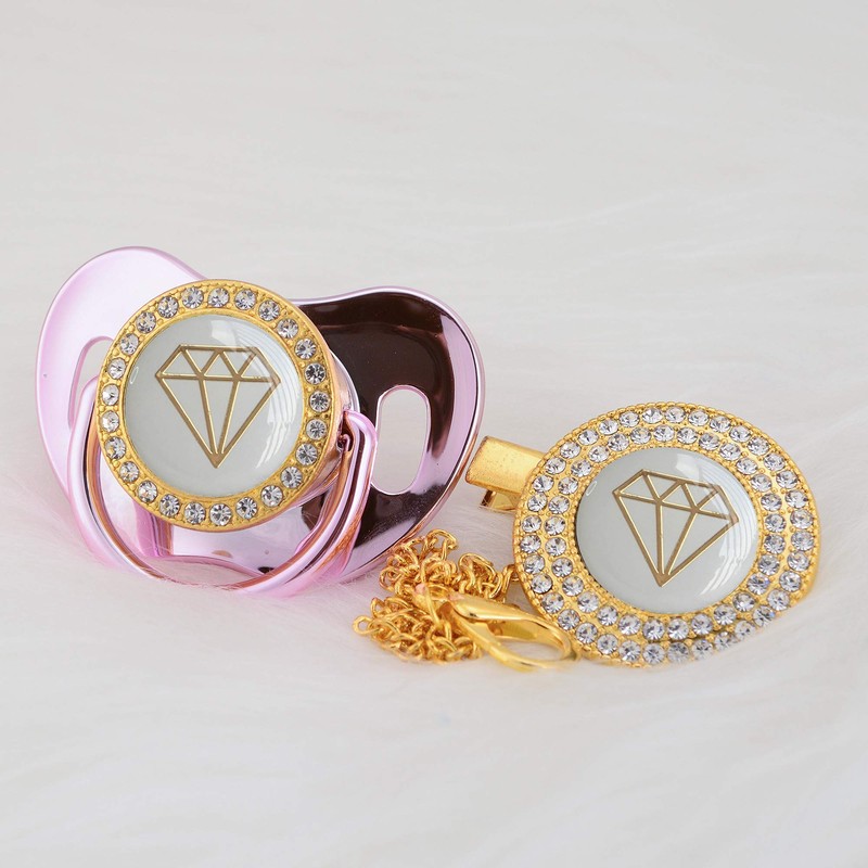 MIYOCAR 19 Colors can Choose Gold Bling Diamond Pacifier and