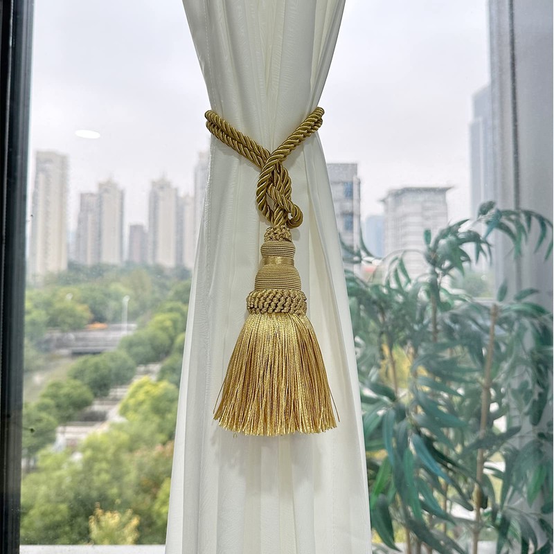 Fenghuangwu 2 Pack Curtain Tie Backs Rope Tassels for Curtains