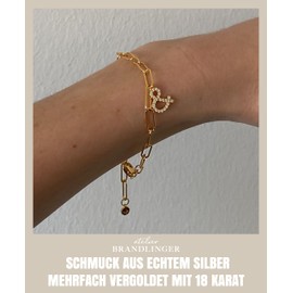 Brandlinger ® Women's Bracelet 925 Sterling Silver 18K Gold Plated (Gold and Silver) Pendant Symbol Love & or Heart Jewellery for Women and Girls, Yellow Gold