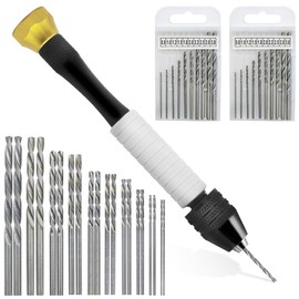 Pin Vise Hand Drill for Jewelry Making, AIFUDA Hand Pin Vise with 20 PCS Micro Twist Drill Bits Set(0.8mm-3.0mm) for Resin, Rotary Tools for Wood, Jewelry, Plastic, Miniature and More Hobby Drill