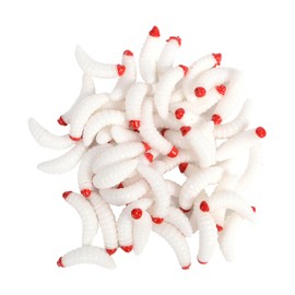 Worms for Fishing, Soft Baits, 100 Pieces Smelling Fake Worms Fishing Lures, Soft Worm Fishing Lures, Soft Plastic Worm Baits, Bass Fishing Lures, Worm Fishing Lures (White)
