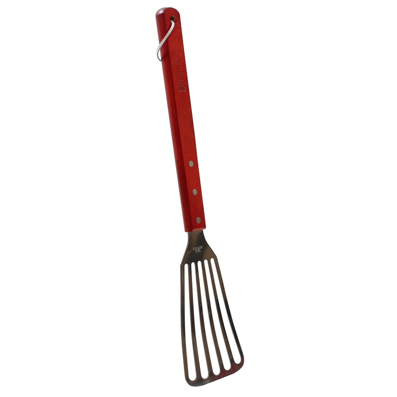 Tablecraft 18" Heavy Duty Long Handle Fish Turner, Silver, red,