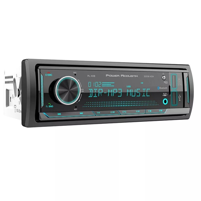 Power Acoustik Single Din AM/FM Receiver Bluetooth Car Stereo for