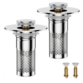 ​Bathroom Sink Drain Strainer,Universal Pop-Up Sink Stopper Hair Catcher, Anti-Clog Stainless Steel Drain Filter Basket, Removable Sink Drain for Bathroom Sink Stopper Replacement