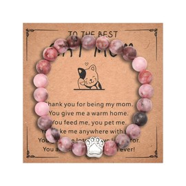 Cat Mom Gifts Bracelet for Women Cat Gifts for Cat Lovers Cat Owner Gifts for Women Birthday Christmas Gifts for Pet Owners Best Friends Wife Sister Cat Mom Beaded Bracelet