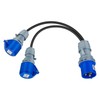 32A Plug to 2 x 16A Sockets, 2 Way Caravan