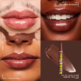 NYX Professional Makeup Pflegender Lippenstift für maximale Farbe, Pflege und Feuchtigkeit, Mit Avocado, Himbeeröl und Moltebeereöl, Vegane Formel, Fat Oil Slick Click, Trending Topic