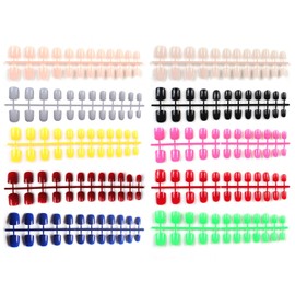 Cetornie 200 Pieces 10 Colors Short False Nails False Nail Tips Square Full Cover Coffin Nails Artificial Acrylic Fake Nails for Nail Art Nail Salon (Bright Color)