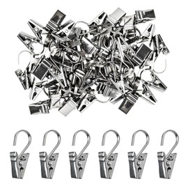 PDETVEO 30PCS Small Curtain Clips, Stainless Steel Curtain Hooks Hanging Clips for Drapes, Silver for Outdoor String Lights, Camping, Tents, Decoration, DIY, Photo, Art Craft